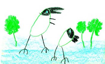 Desenho de observação, “Tuiuiu” (Ilustração de crianca de 5 anos, CEBASP)